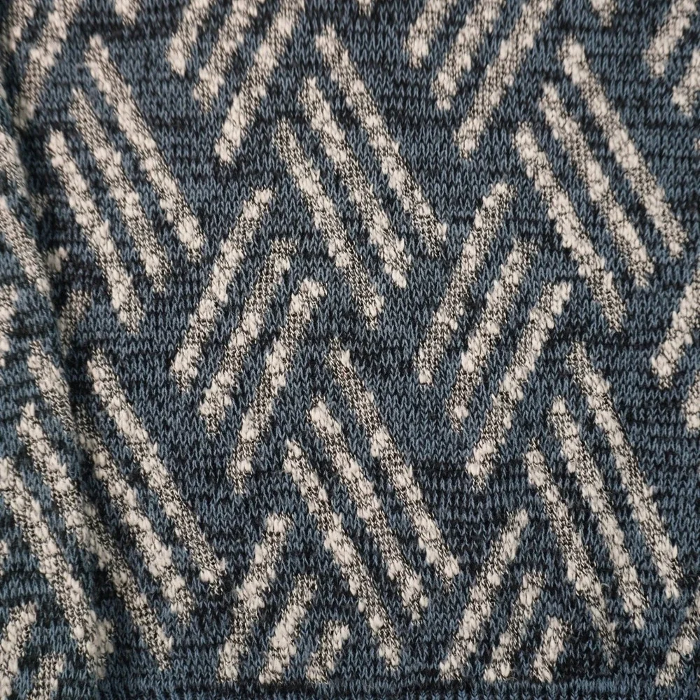 Robinsons Sweater Mens Medium Blue Geometric Chevron Knit Vintage Crewneck
